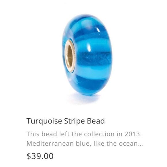 Trollbead Turquoise Stripe Bead - Picture 4 of 4